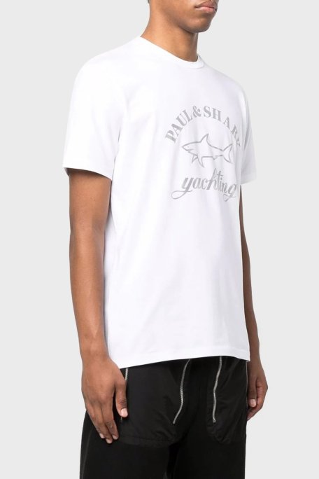 Paul & Shark Baskılı Bisiklet Yaka % 100 Pamuk Regular Fit Erkek T Shirt 11311628 010 BEYAZ - Paul & Shark