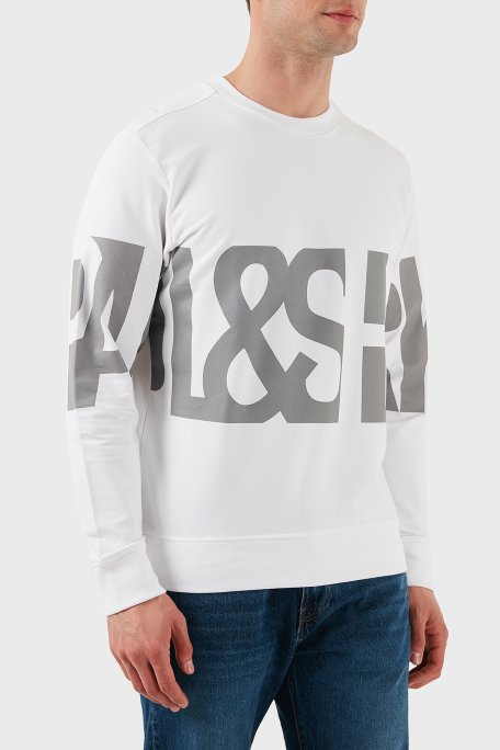 Paul & Shark Logo Baskılı Streç Pamuklu Regular Fit Bisiklet Yaka Erkek Sweat 24411862 010 BEYAZ - Paul & Shark (1)