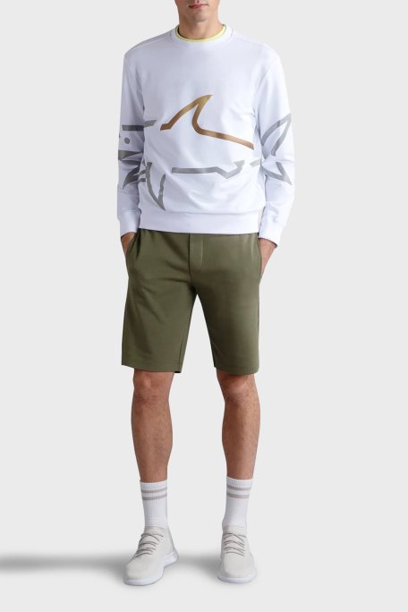 Paul & Shark Logo Baskılı Streç Pamuklu Regular Fit Bisiklet Yaka Erkek Sweat 24411881 010 BEYAZ - Paul & Shark (1)