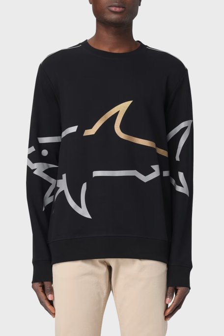 Paul & Shark Logo Baskılı Streç Pamuklu Regular Fit Bisiklet Yaka Erkek Sweat 24411881 011 SİYAH - Paul & Shark