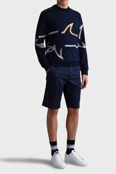 Paul & Shark Logo Baskılı Streç Pamuklu Regular Fit Bisiklet Yaka Erkek Sweat 24411881 013 LACİVERT - Paul & Shark (1)