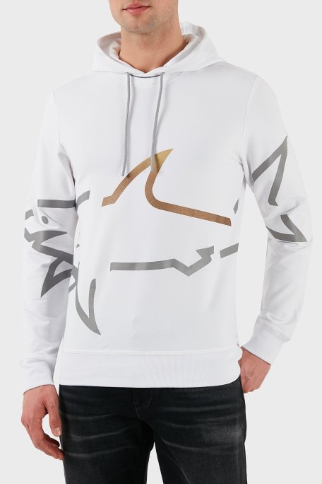 Paul & Shark Logo Baskılı Streç Pamuklu Regular Fit Kapüşonlu Erkek Sweat 24411882 010 BEYAZ - Paul & Shark (1)