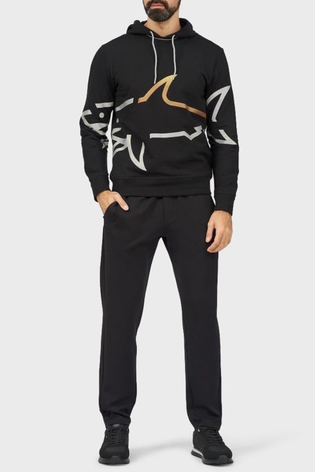 Paul & Shark Logo Baskılı Streç Pamuklu Regular Fit Kapüşonlu Erkek Sweat 24411882 011 SİYAH - Paul & Shark (1)