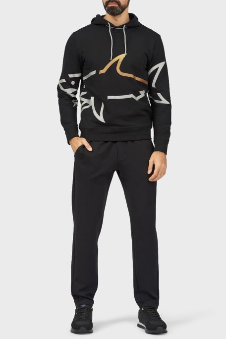 Paul & Shark Logo Baskılı Streç Pamuklu Regular Fit Kapüşonlu Erkek Sweat 24411882 011 SİYAH - Paul & Shark (1)