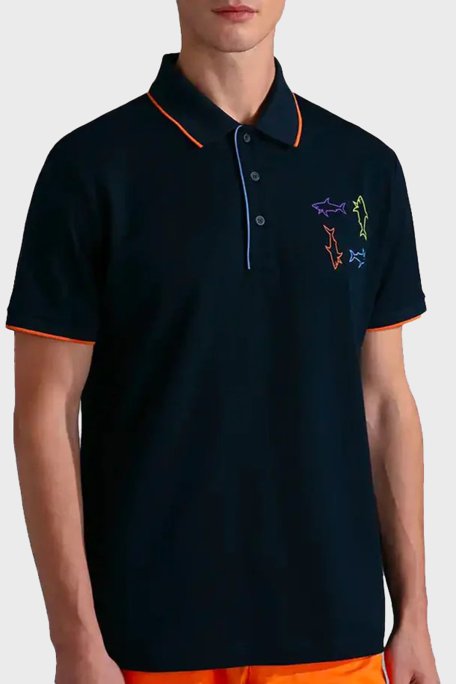 Paul & Shark Logolu % 100 Pamuk Regular Fit Düğmeli Erkek Polo Yaka T Shirt 24411332 013 LACİVERT - Paul & Shark