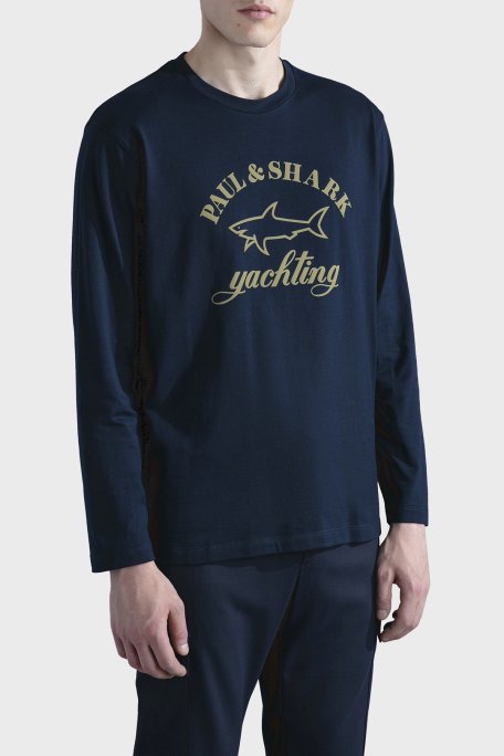 Paul & Shark Logolu Bisiklet Yaka Pamuklu Regular Fit İnce Erkek Sweat 11311612 130 LACİVERT - Paul & Shark