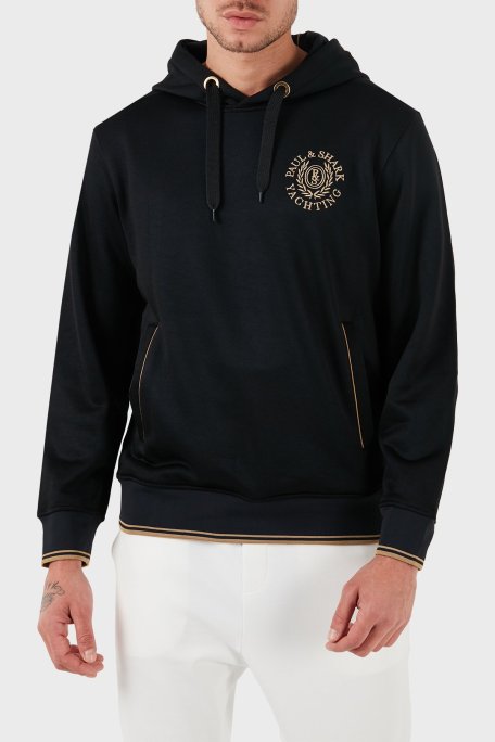 Paul & Shark Logolu Sırt Baskılı Kapüşonlu Cepli Regular Fit Erkek Sweat 13311919 011 SİYAH - Paul & Shark