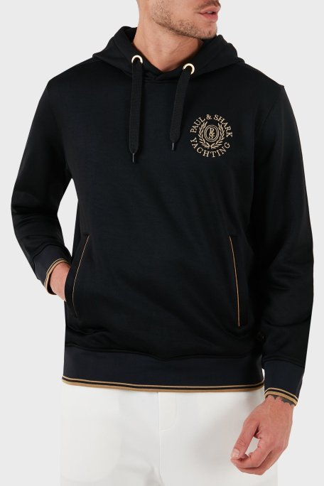 Paul & Shark Logolu Sırt Baskılı Kapüşonlu Cepli Regular Fit Erkek Sweat 13311919 011 SİYAH - Paul & Shark (1)