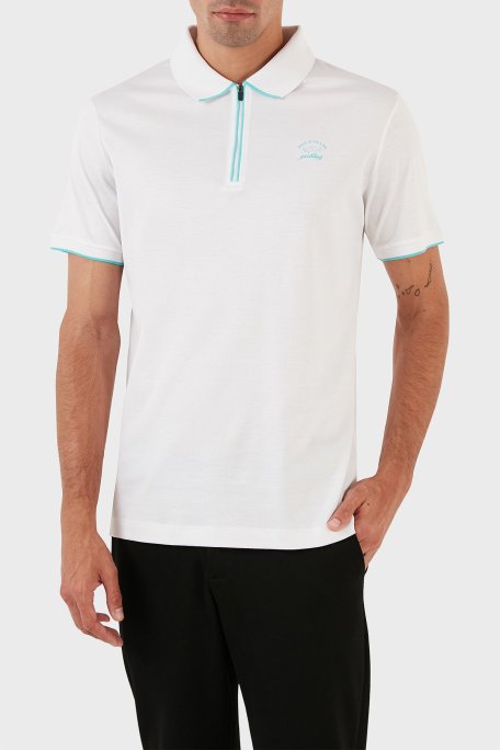 Paul & Shark Pamuklu Regular Fit Fermuarlı Erkek Polo Yaka T Shirt 23411287 010 BEYAZ - Paul & Shark