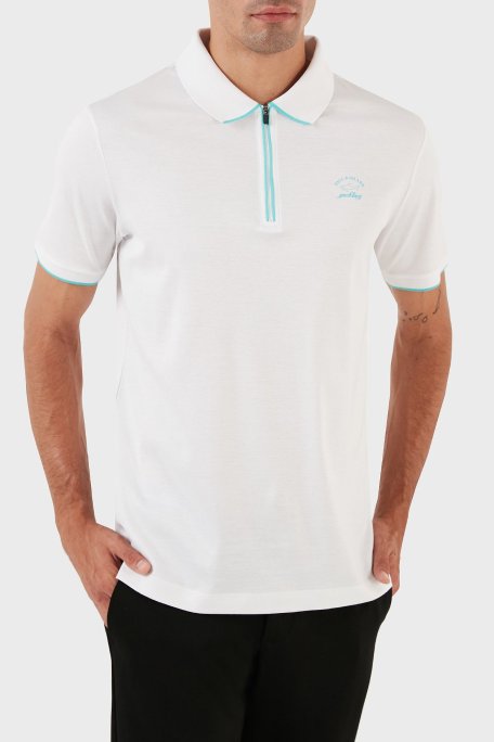 Paul & Shark Pamuklu Regular Fit Fermuarlı Erkek Polo Yaka T Shirt 23411287 010 BEYAZ - Paul & Shark (1)