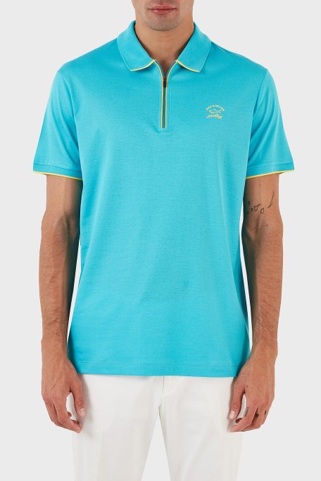 Paul & Shark Pamuklu Regular Fit Fermuarlı Erkek Polo Yaka T Shirt 23411287 750 TURKUAZ - Paul & Shark