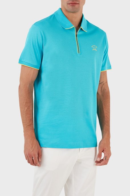 Paul & Shark Pamuklu Regular Fit Fermuarlı Erkek Polo Yaka T Shirt 23411287 750 TURKUAZ - Paul & Shark (1)
