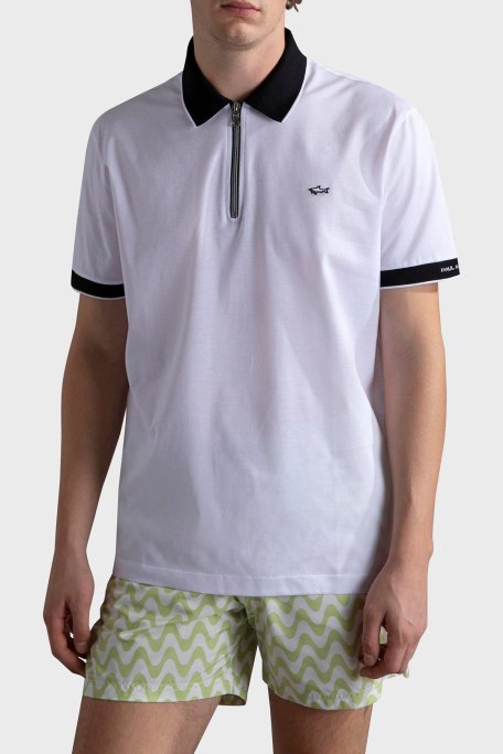 Paul & Shark Pamuklu Regular Fit Yarım Fermuarlı Erkek Polo Yaka T Shirt 24411319 010 BEYAZ - Paul & Shark