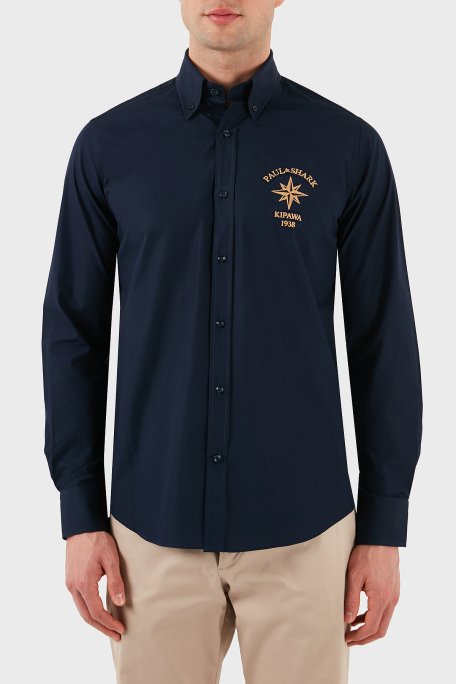 Paul & Shark Streç Pamuklu Regular Fit Düğmeli Yaka Erkek Gömlek 24413321 050 LACİVERT - Paul & Shark