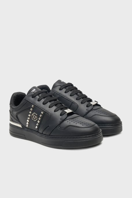 Philipp Plein Logolu Hakiki Deri Zımba Detaylı Kalın Taban Sneaker Erkek Ayakkabı USC0658 PLE010N 0202 SİYAH - Philipp Plein (1)