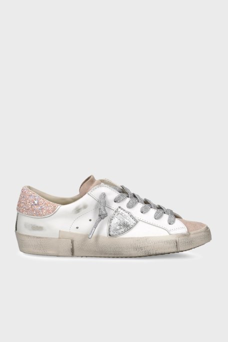 Philippe Model Deri Logolu Sneaker Bayan Ayakkabı PRLDVG06VG06 BEYAZ-GOLD - Philippe Model