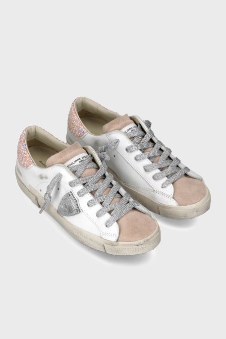 Philippe Model Deri Logolu Sneaker Bayan Ayakkabı PRLDVG06VG06 BEYAZ-GOLD - Philippe Model (1)