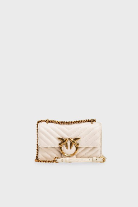 Pinko Ayarlanabilir Zincir Askılı Hakiki Deri Bayan Çanta 100074 A0GK Z14Q BEYAZ - Pinko