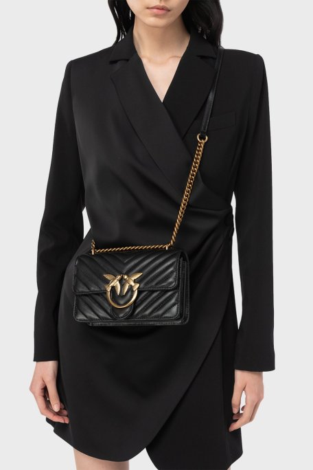 Pinko Ayarlanabilir Zincir Askılı Hakiki Deri Bayan Çanta 100074 A0GK Z99Q SİYAH - Pinko (1)