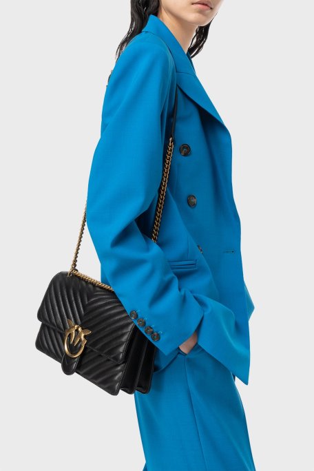 Pinko Ayarlanabilir Zincir Askılı Hakiki Deri Bayan Çanta 100941 A0GK Z99Q SİYAH - Pinko (1)