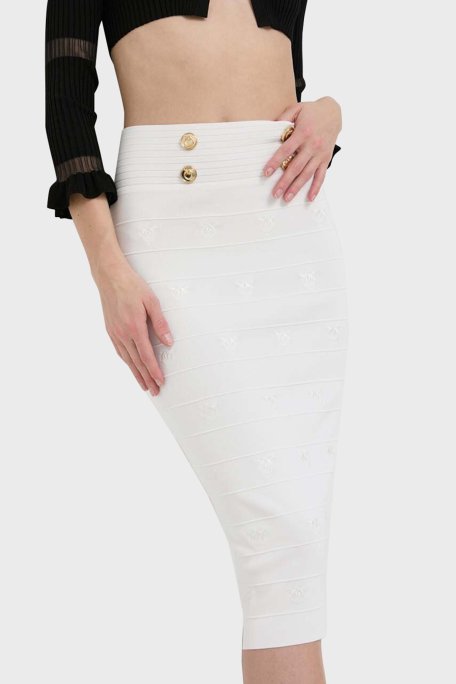 Pinko Düğme Detaylı Yüksek Bel Midi Boy Kalem Kadın Etek 102883A1LKZ04 BEYAZ - Pinko