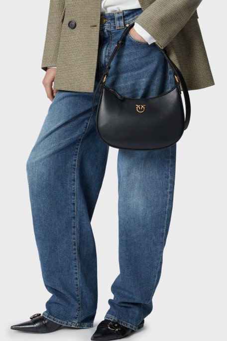 Pinko Hakiki Deri Ayarlanabilir Askılı Bayan Çanta 102790 A0F1 Z99Q SİYAH - Pinko (1)