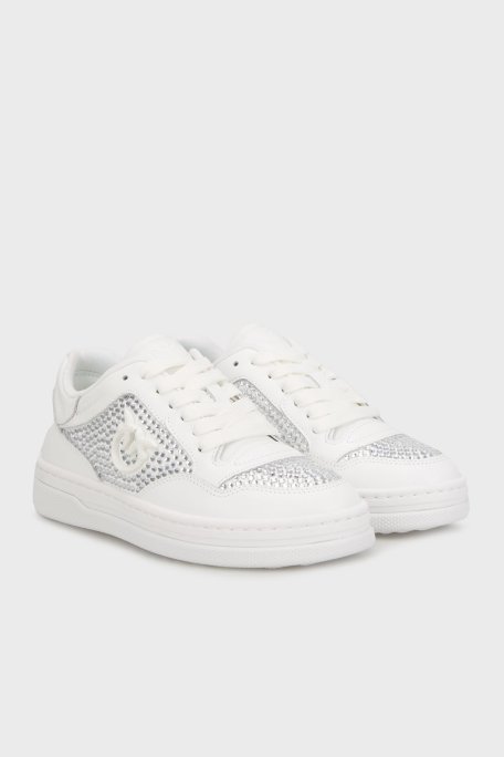 Pinko Hakiki Deri Taşlı Sneaker Bayan Ayakkabı SS0081P082Z1B BEYAZ - Pinko (1)