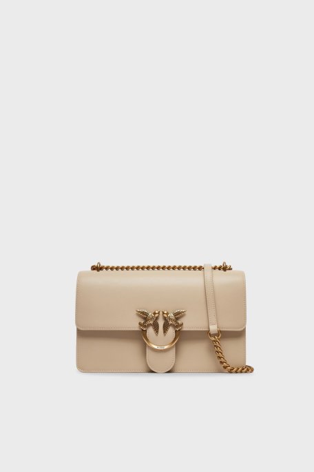 Pinko Hakiki Deri Zincirli Omuz Askılı Bayan Çanta 100941 A0F1 C50Q BEJ - Pinko