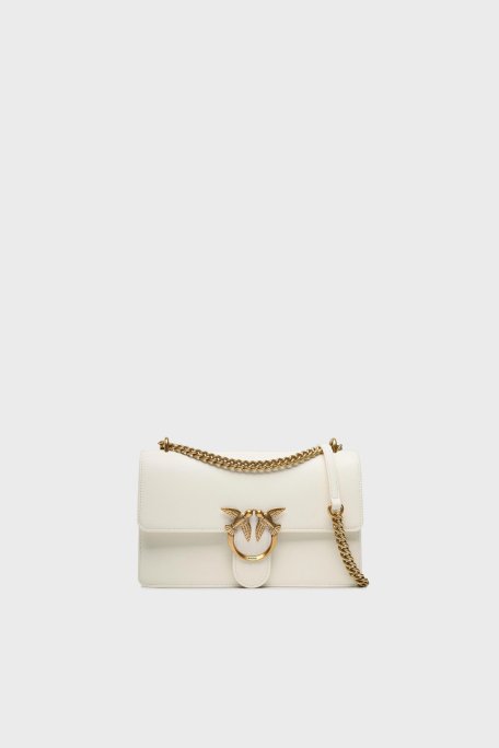 Pinko Hakiki Deri Zincirli Omuz Askılı Bayan Çanta 100941 A0F1 Z14Q EKRU - Pinko