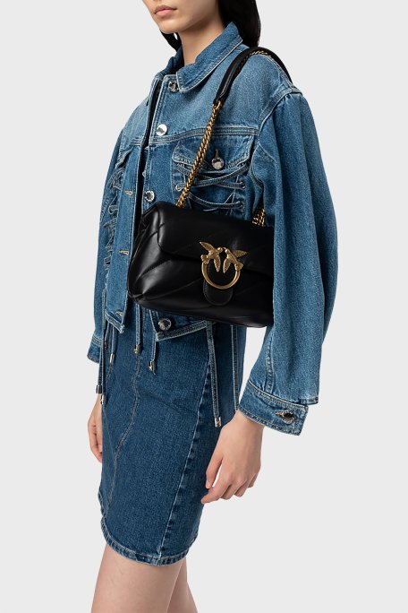 Pinko Kapitoneli Hakiki Deri Zincir Askılı Kadın Çanta 100039 A0F2 Z99Q SİYAH - Pinko (1)