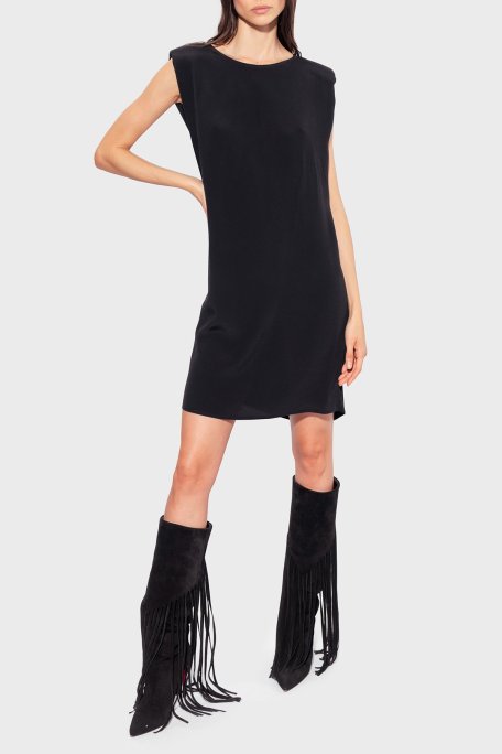 Pinko Kemerli Kolsuz Regular Fit Mini Bayan Elbise 101138 A0US Z99 SİYAH - Pinko (1)