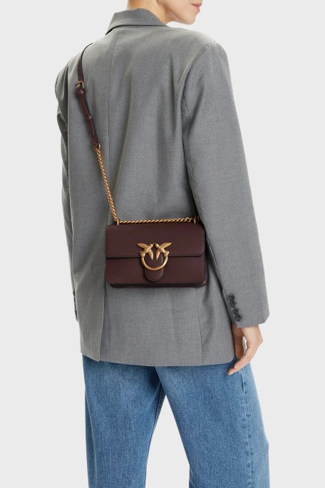 Pinko Logolu Ayarlanabilir Zincir Askılı Bayan Çanta 100074 A0F1 L86Q BORDO - Pinko (1)