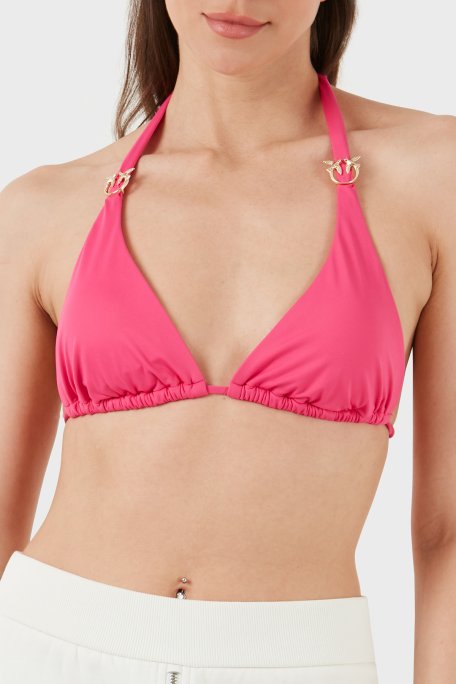 Pinko Logolu Boyundan Bağlamalı Üçgen Kadın Bikini Üstü 103216 A0S7 N17 PEMBE - Pinko