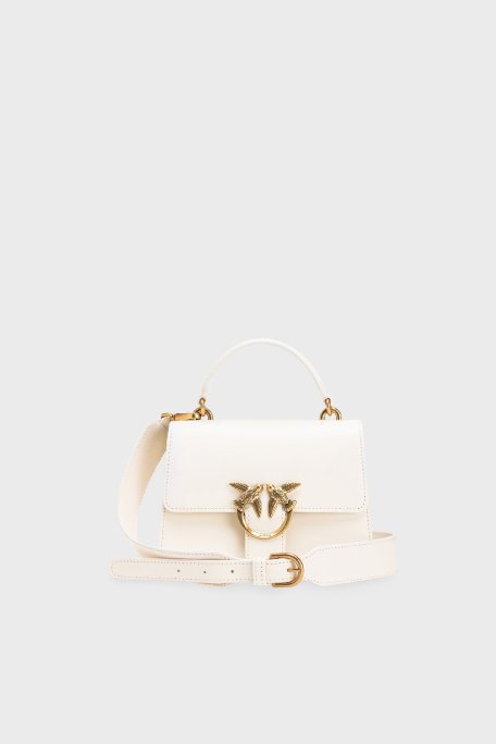 Pinko Logolu Çıkarılabilir Uzatma Askılı Hakiki Deri Bayan Çanta 100071 A0F1 Z14Q EKRU - Pinko