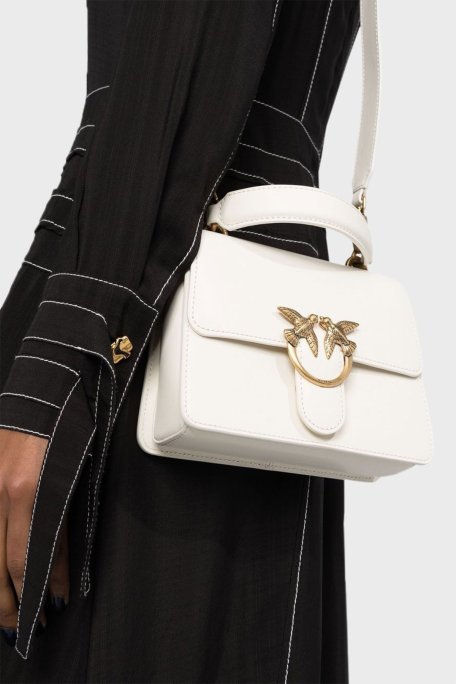 Pinko Logolu Çıkarılabilir Uzatma Askılı Hakiki Deri Bayan Çanta 100071 A0F1 Z14Q EKRU - Pinko (1)