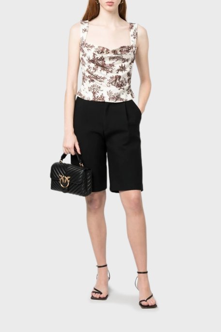 Pinko Logolu Çıkarılabilir Zincir Askılı Hakiki Deri Bayan Çanta 100044 A0GK Z99Q SİYAH - Pinko (1)