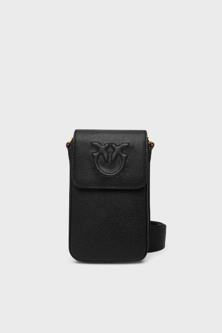 Pinko Logolu Deri Çıkarılabilir Askılı Mini Bayan Çanta 105355 A29Q Z99Q SİYAH - Pinko