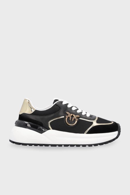 Pinko Logolu Deri Sneaker Bayan Ayakkabı SS0019 P027 DV5 SİYAH - Pinko