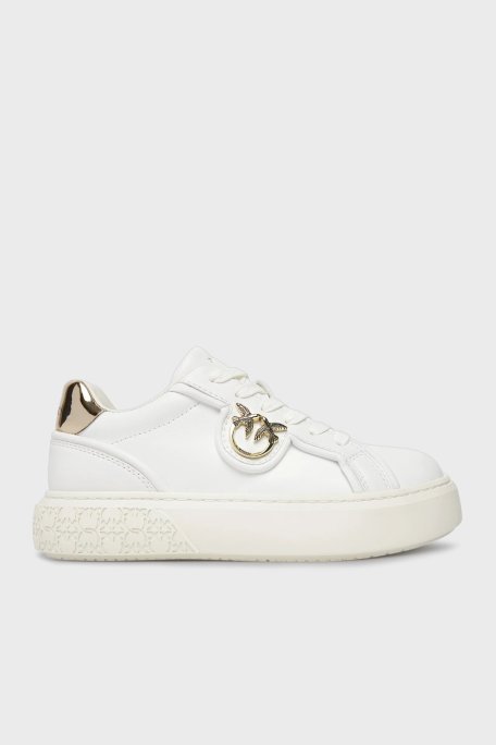 Pinko Logolu Deri Sneaker Bayan Ayakkabı SS0041 P087 Z1B BEYAZ - Pinko