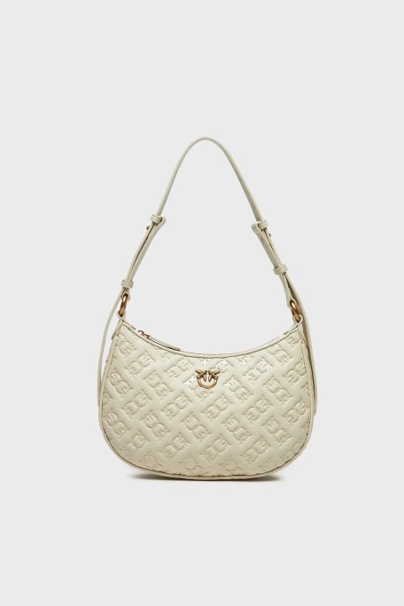 Pinko Logolu Hakiki Deri Ayarlanabilir Omuz Askılı Bayan Çanta 102790 A1YB Z14Q BEYAZ - Pinko