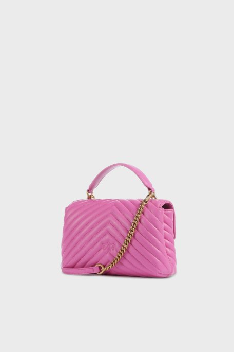 Pinko Logolu Hakiki Deri Çıkarılabilir Zincir Askılı Bayan Çanta 100044 A0GK P22Q FUŞYA - Pinko (1)