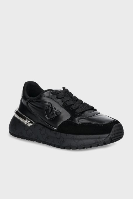 Pinko Logolu Hakiki Deri Kalın Taban Sneaker Bayan Ayakkabı SS0055 P106 Z99 SİYAH - Pinko (1)