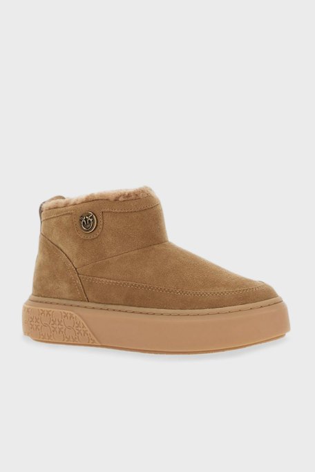 Pinko Logolu Hakiki Deri Kürklü Süet Bayan Kar Botu SS0105 P055 MC0 TABA - Pinko (1)