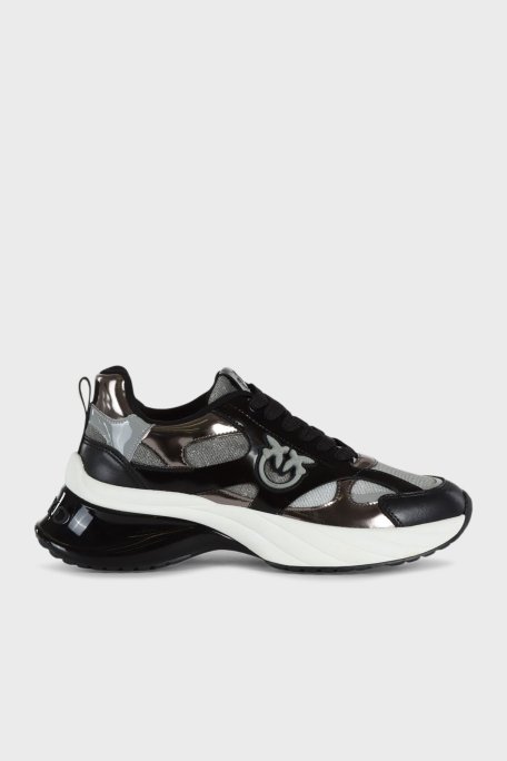 Pinko Logolu Hakiki Deri Sim Detaylı Kalın Taban Sneaker Bayan Ayakkabı SS0067 E032 Z99 SİYAH - Pinko