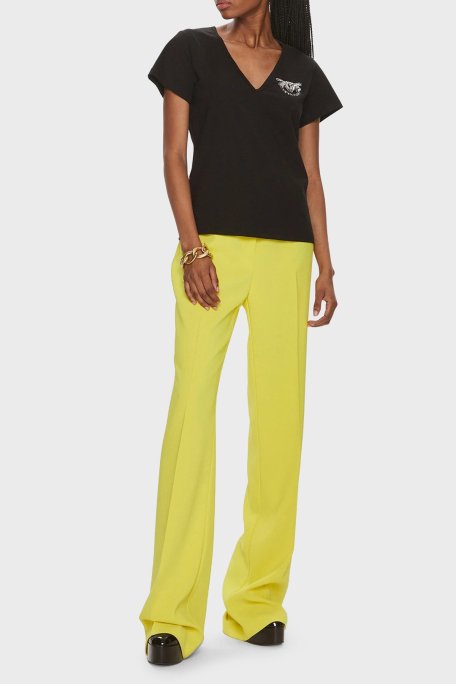 Pinko Pamuklu Regular Fit V Yaka Bayan T Shirt 100372A1R7Z99 SİYAH - Pinko (1)