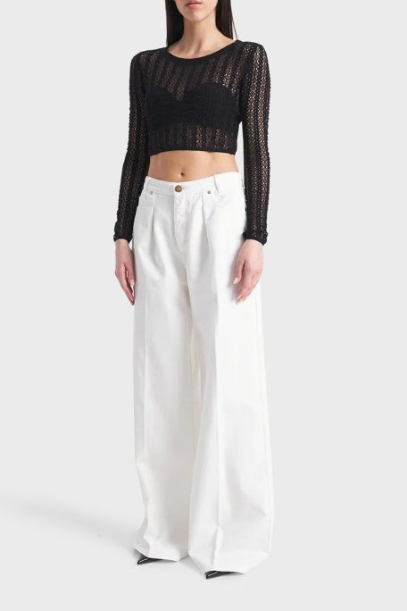 Pinko Pamuklu Relaxed Fit Geniş Paça Bayan Pantolon 102948A1MNZ14 BEYAZ - Pinko (1)