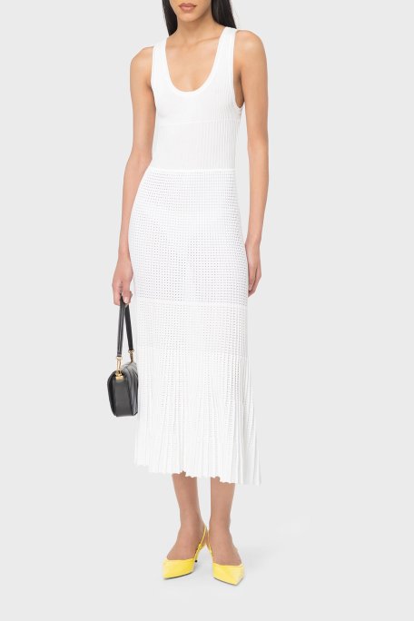 Pinko Slim Fit Yuvarlak Yaka Askılı Midi Kadın Elbise 102957A1N9Z04 BEYAZ - Pinko