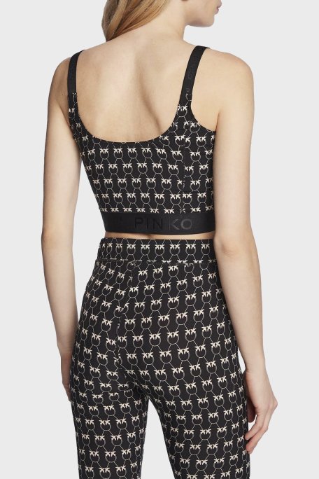 Pinko Tamamı Baskılı Dolgulu Slim Fit Crop Bayan Top 100459 8583 ZCB SİYAH - Pinko (1)