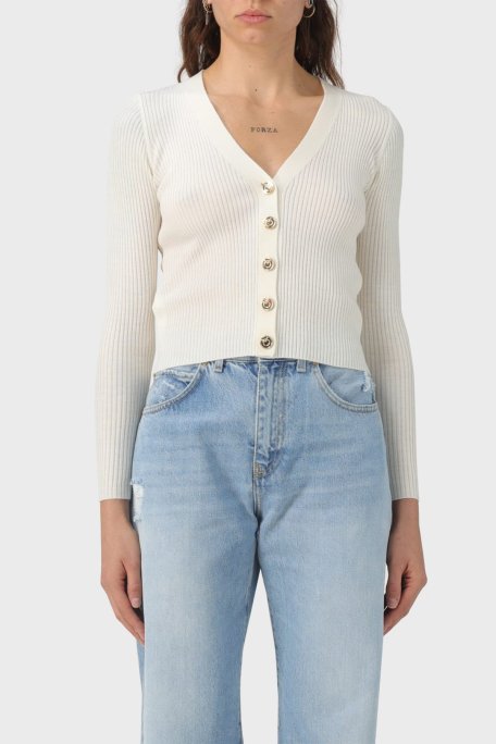 Pinko Yünlü Slim Fit Düğmeli V Yaka Bayan Hırka 102018 A18M Z12 BEYAZ - Pinko