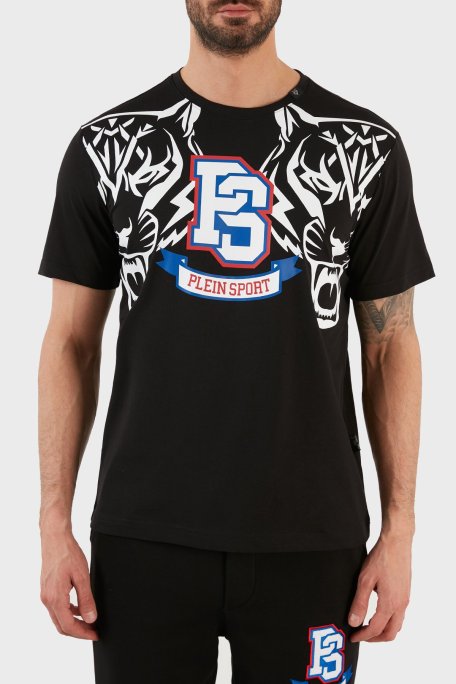 Plein Sport Logolu Bisiklet Yaka % 100 Pamuk Erkek T Shirt TIPS119TN99 SİYAH - Plein Sport